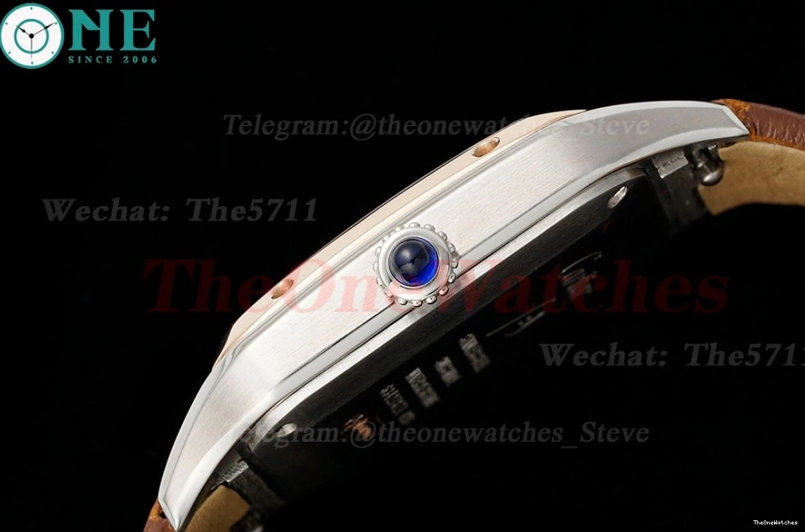 LE AF Dumont RG Silver Dial Brown Santos Quartz 1203